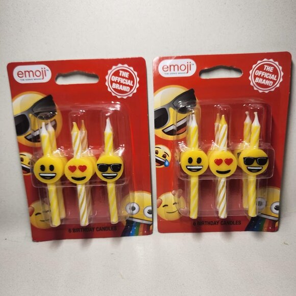 NEW 12 Emoji Candles Birthday Party Supplies Decor NIP Candle Cake Topper Happy - Picture 2 of 8